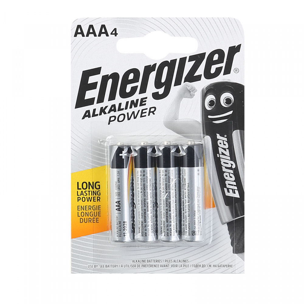 Батарейкa Energizer Alkaline Power E92, AAA, BP4, 4 шт.